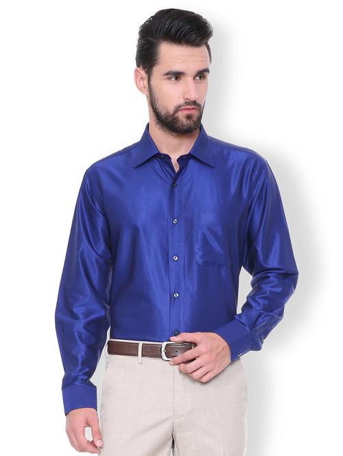 blue cotton blend formal shirt - 15729857 - Standard Image - 1