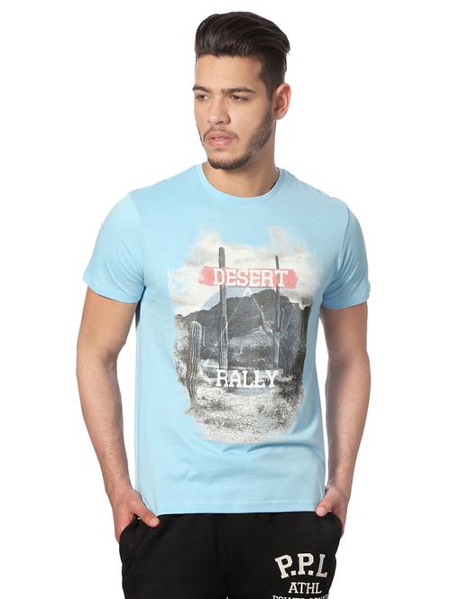 blue cotton front print t-shirt - 15729905 - Standard Image - 1