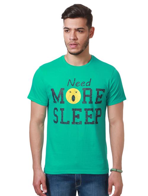 green cotton chest print t-shirt - 15729906 - Standard Image - 1