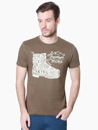 olive green cotton chest print t-shirt - 15729912 - Very Small Image - 1