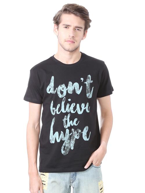 black cotton front print t-shirt - 15729914 - Standard Image - 1