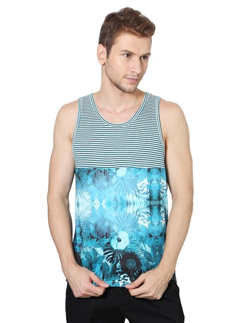 blue cotton blend cut & sew t-shirt - 15729924 - Standard Image - 1