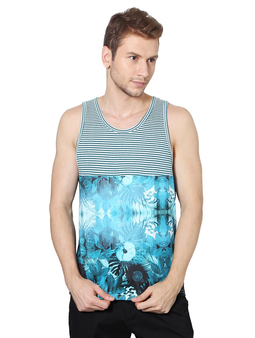 blue cotton blend cut & sew t-shirt - 15729924 - Zoom Image - 1