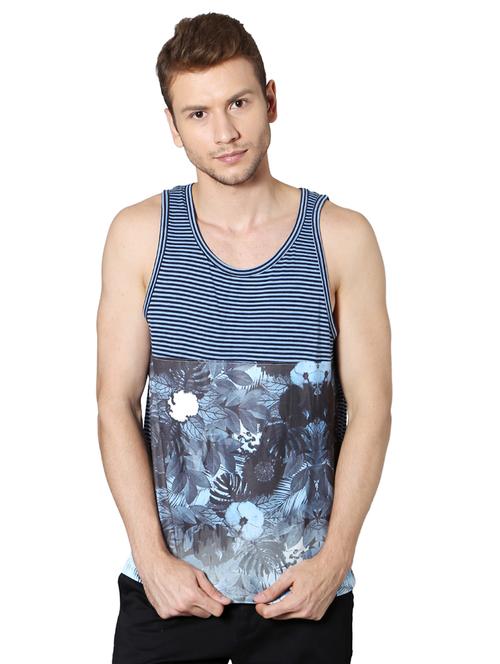 blue cotton blend cut & sew t-shirt - 15729925 - Standard Image - 1