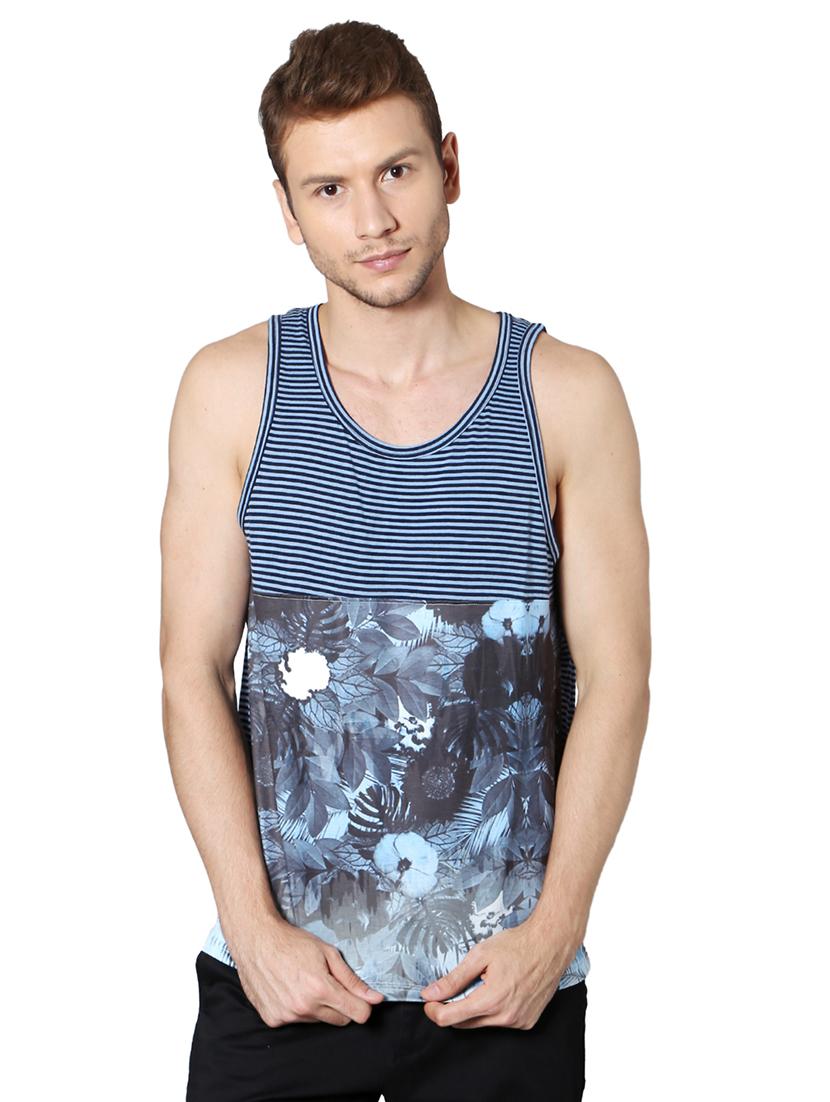 blue cotton blend cut & sew t-shirt - 15729925 - Zoom Image - 1
