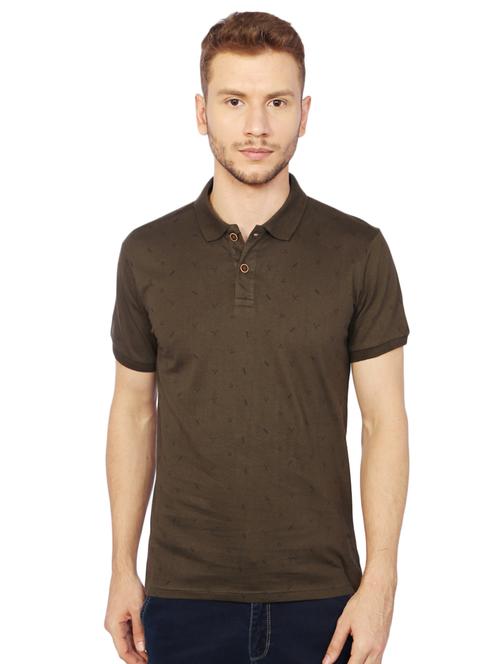 olive green cotton all over print t-shirt - 15729928 - Standard Image - 1