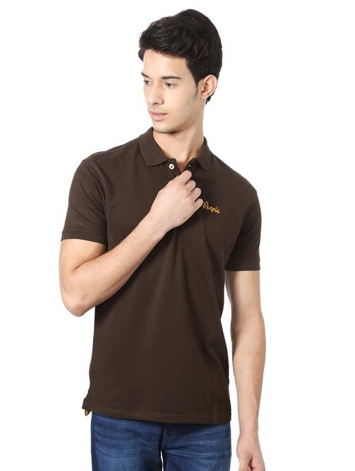 brown cotton polo t-shirt - 15729933 - Standard Image - 1
