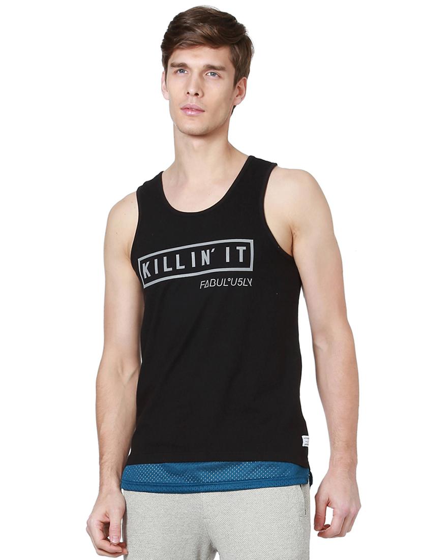 black cotton chest print t-shirt - 15729944 - Zoom Image - 1