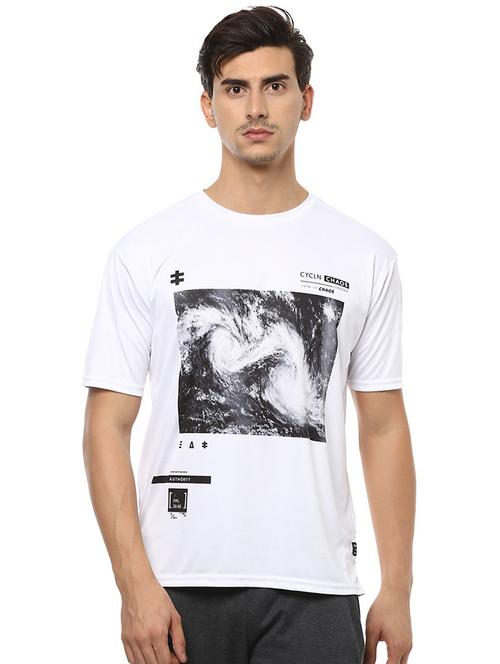 white polyester front print t-shirt - 15729950 - Standard Image - 1