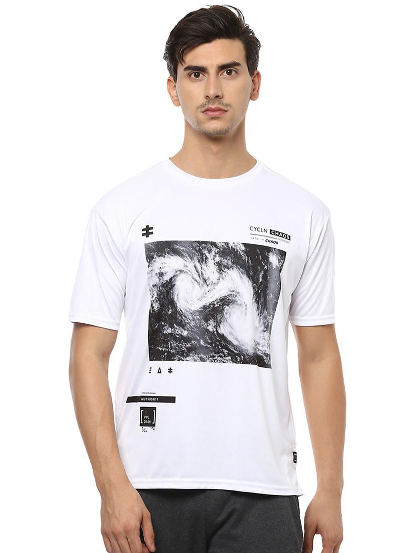 white polyester front print t-shirt - 15729950 - Zoom Image - 1
