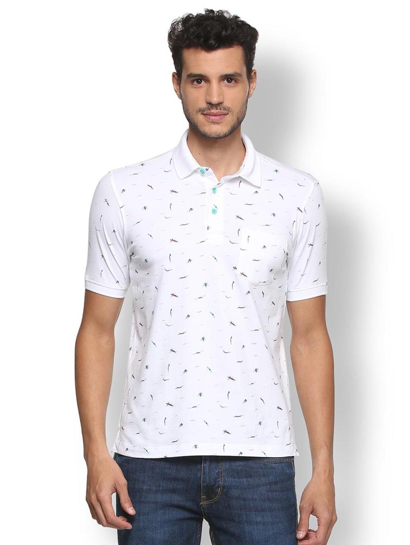 white cotton blend all over print t-shirt - 15729953 - Zoom Image - 1