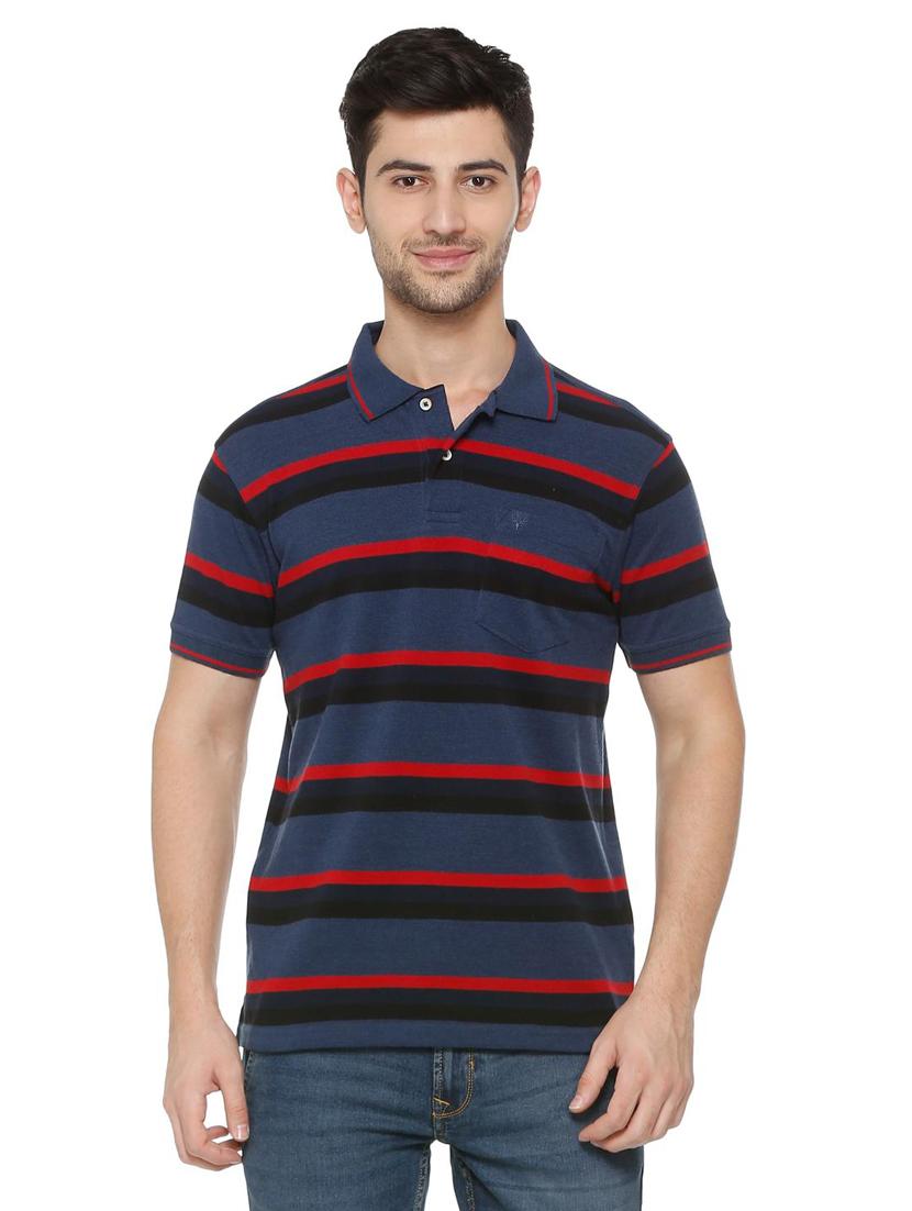 blue cotton blend pocket t-shirt - 15729962 - Zoom Image - 1