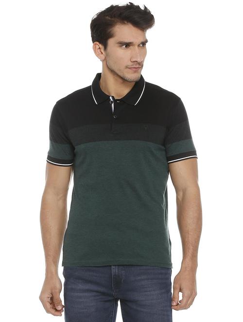 green cotton blend color block t-shirt - 15729967 - Standard Image - 1