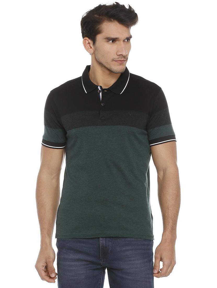 green cotton blend color block t-shirt - 15729967 - Zoom Image - 1