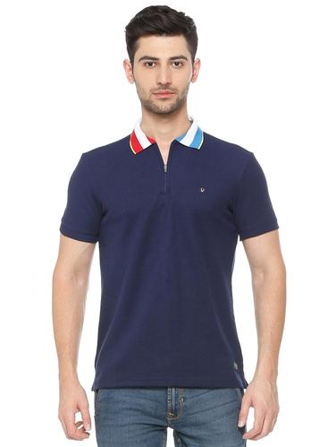 blue cotton blend collared t-shirt - 15729973 - Very Small Image - 1