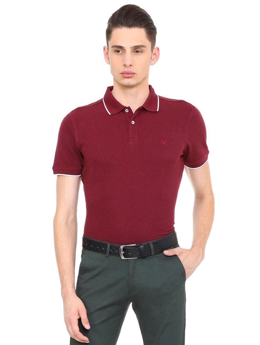 maroon cotton polo t-shirt - 15729984 - Zoom Image - 1