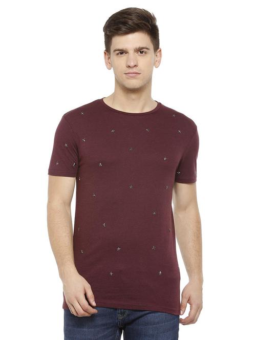maroon cotton blend t-shirt - 15730004 - Standard Image - 1