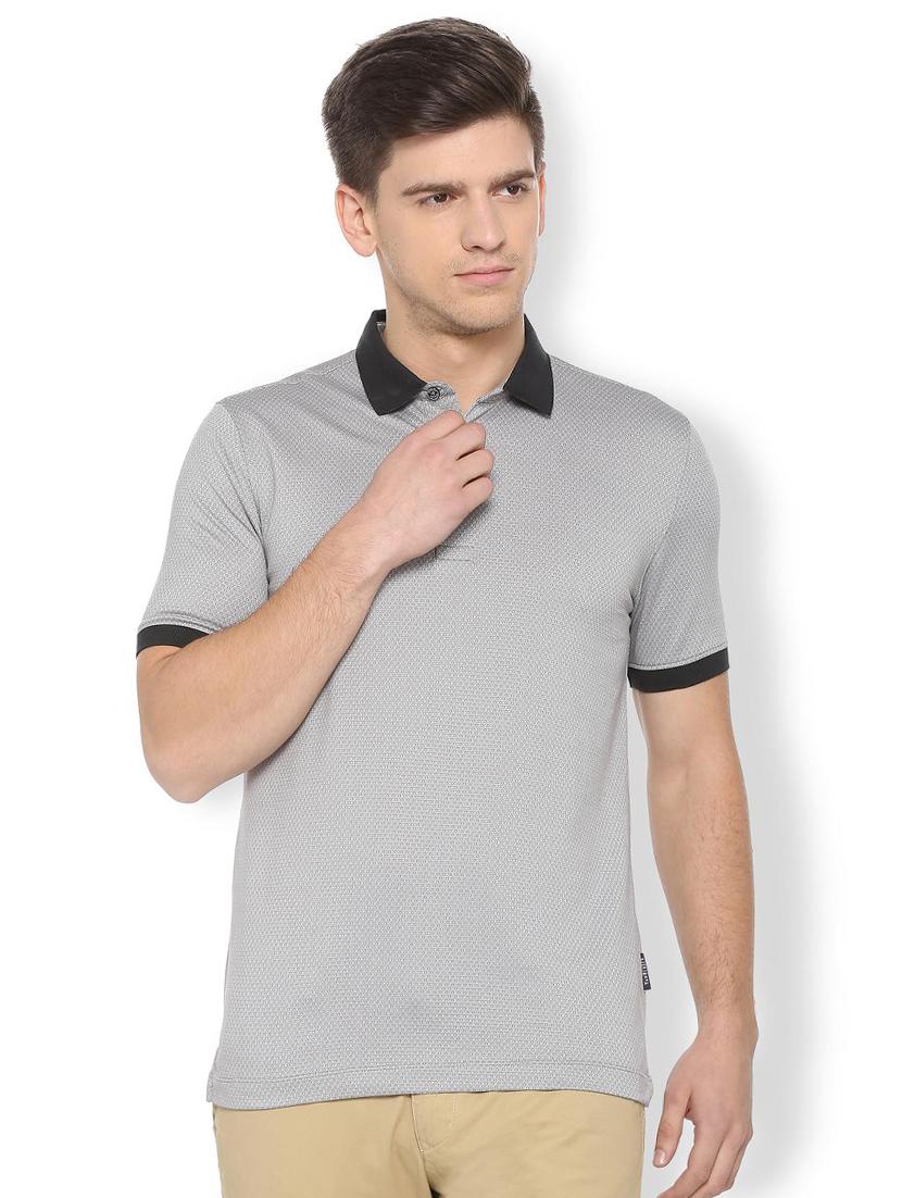 grey cotton blend polo t-shirt - 15730006 - Zoom Image - 1