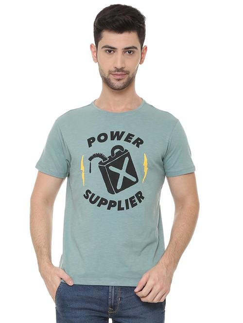 blue cotton chest print t-shirt - 15730020 - Standard Image - 1