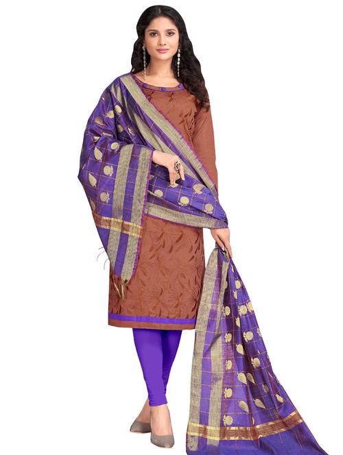 Embroidered churidaar suit with banarasi dupatta - 15730030 - Standard Image - 1