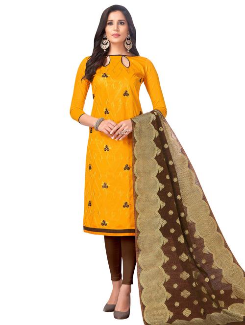 Embroidered churidaar suit with banarasi dupatta - 15730032 - Standard Image - 1