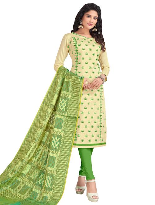 Embroidered churidaar suit - 15730034 - Standard Image - 1