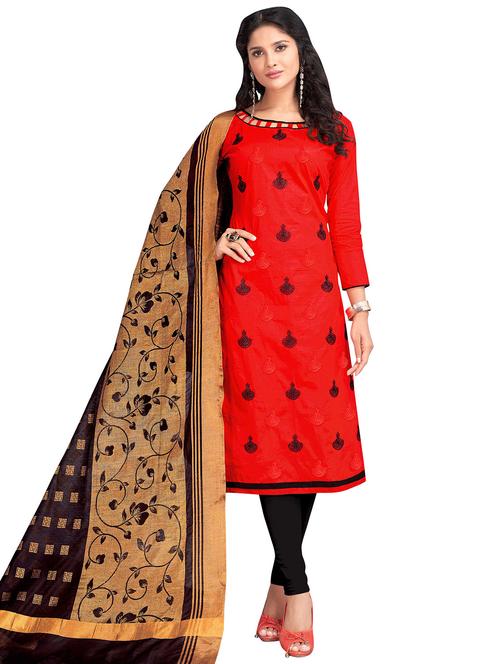 Embroidered churidaar suit - 15730035 - Standard Image - 1
