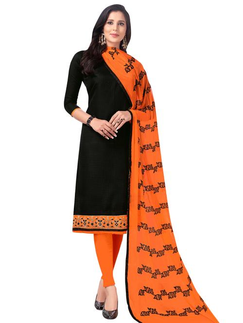Embroidered semi-stitched churidaar suit - 15730047 - Standard Image - 1