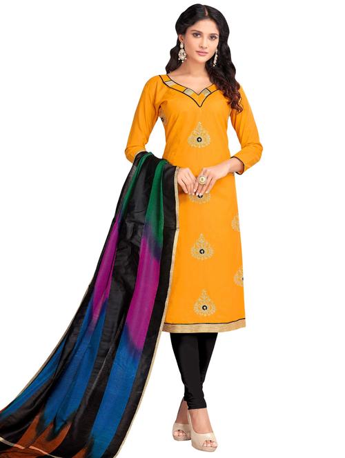 embroidered semi-stitched churidaar suit - 15730051 - Very Small Image - 1