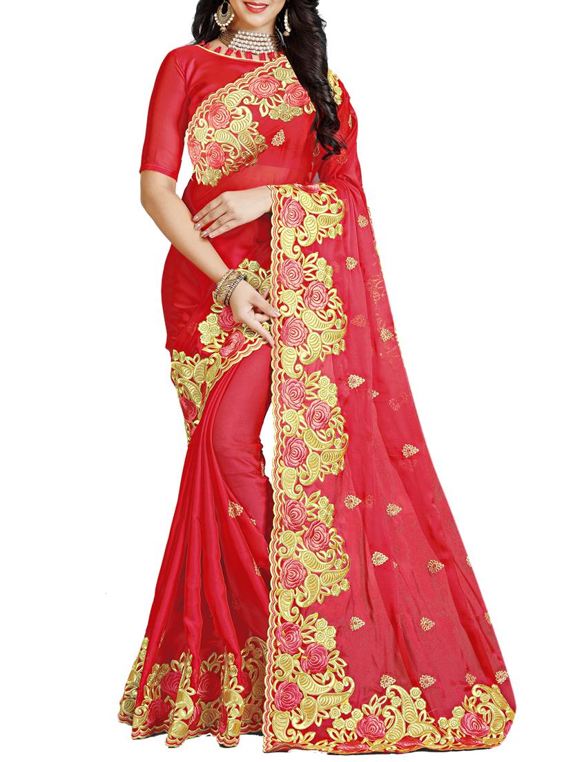 floral embroidered saree with blouse - 15730084 - Zoom Image - 1
