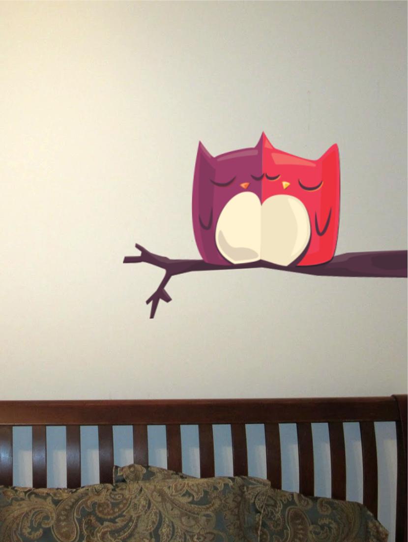 Wall Decals ' Owl ' Wall stickers (PVC Vinyl) Multicolour - 15730190 - Zoom Image - 1
