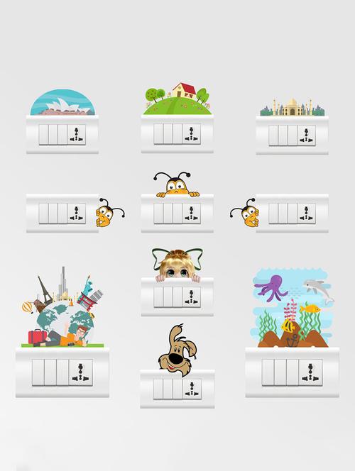 Wall Decals ' Color Switch Board Combo Wall stickers (PVC Vinyl) - 15730208 - Standard Image - 1