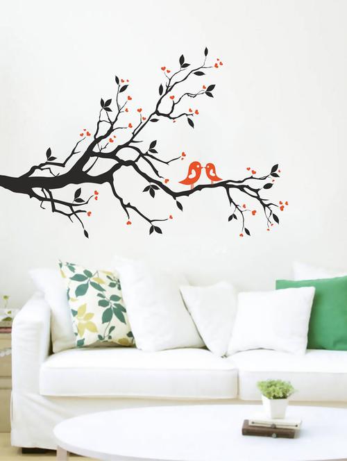 Wall Decals ' Black Tree Orange Love Birds Sticker ' Wall stickers (PVC Vinyl) - 15730254 - Standard Image - 1