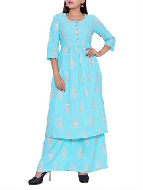 Printed flared kurta - 15730286 - Standard Image - 1