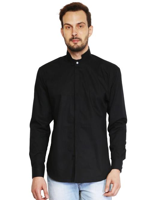 black cotton casual shirt - 15730297 - Standard Image - 1