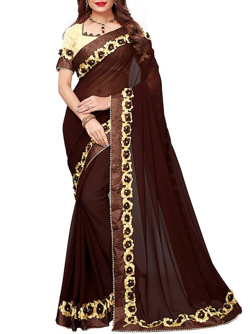 floral lace border saree with blouse - 15730309 - Standard Image - 1