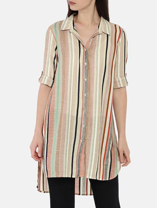 striped asymmetric shirt tunic - 15730319 - Standard Image - 1