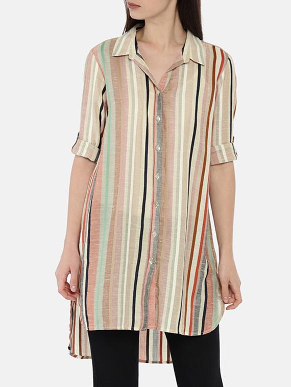 striped asymmetric shirt tunic - 15730319 - Zoom Image - 1