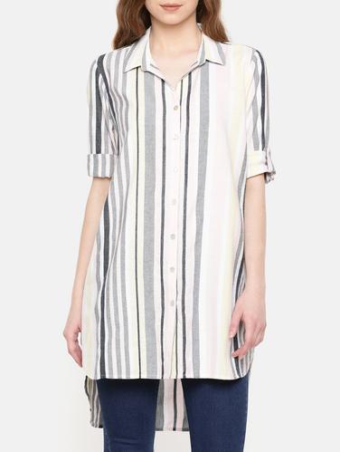 striped asymmetric shirt tunic - 15730320 - Very Small Image - 1