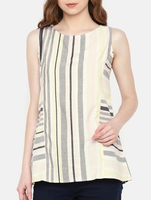 sleeveless striped a-line top - 15730321 - Standard Image - 1