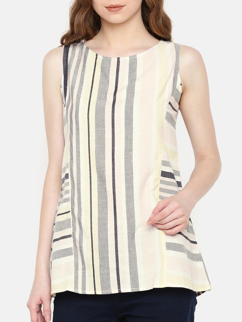 sleeveless striped a-line top - 15730321 - Zoom Image - 1