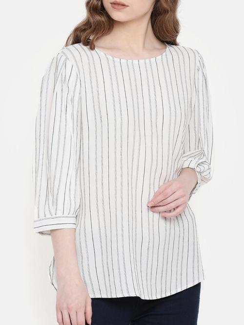 striped keyhole back tunic - 15730322 - Standard Image - 1