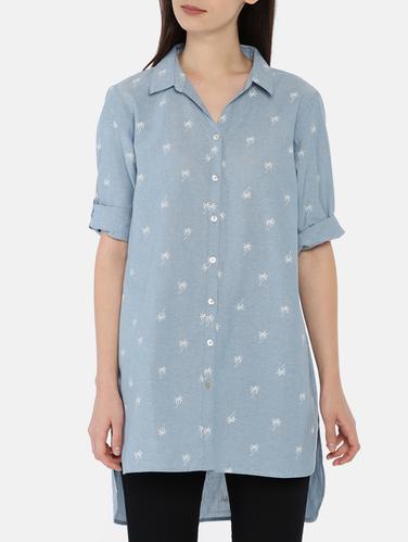 button detail asymmetric shirt tunic - 15730330 - Very Small Image - 1