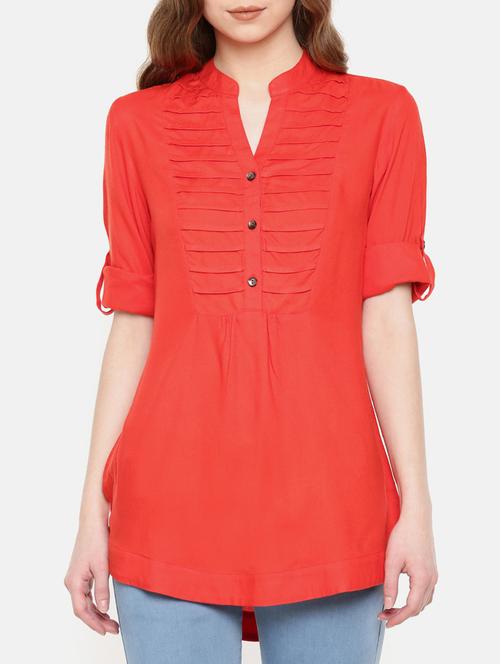 pintucked button detail tunic - 15730334 - Standard Image - 1