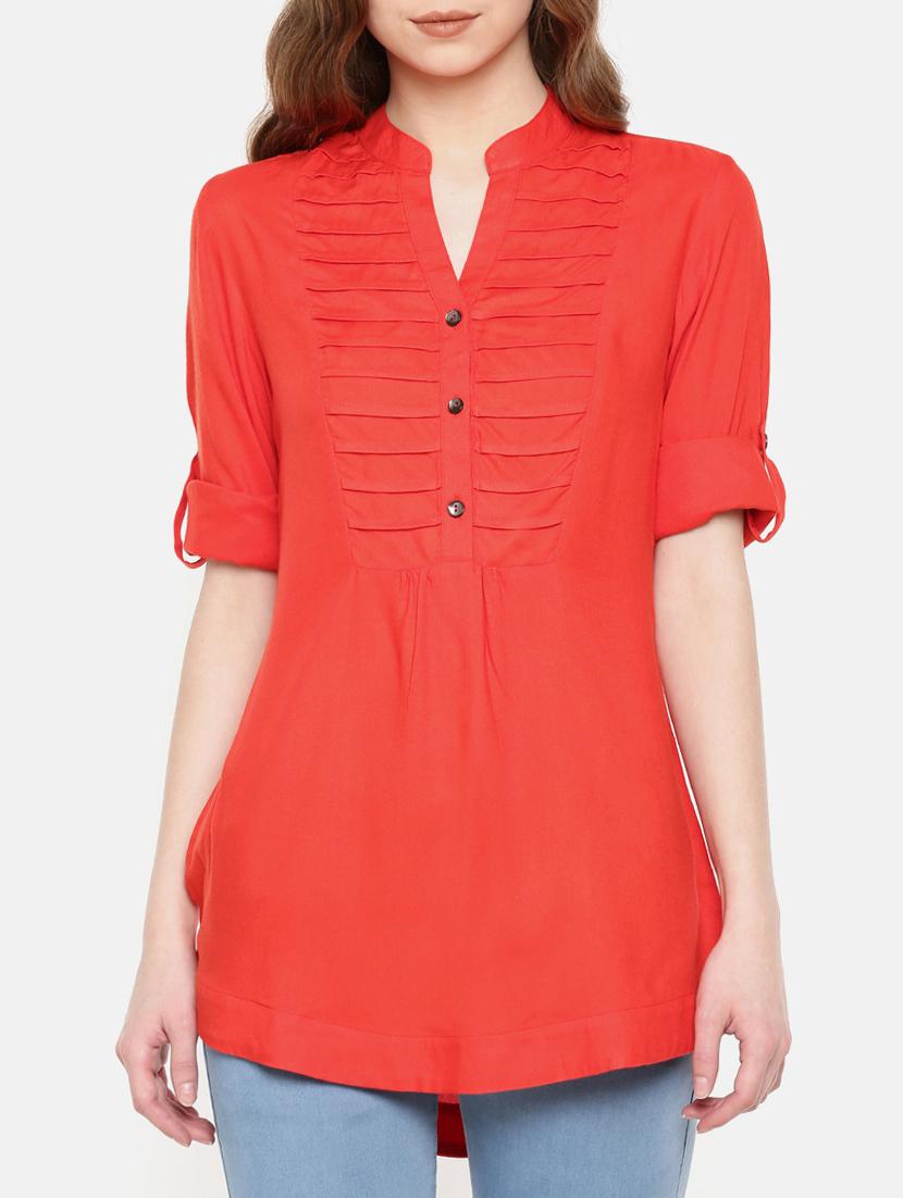 pintucked button detail tunic - 15730334 - Zoom Image - 1