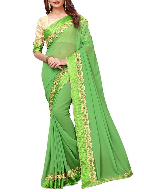 floral lace border saree with blouse - 15730349 - Standard Image - 1
