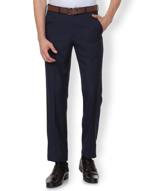navy blue polyester blend flat front formal trouser - 15730842 - Standard Image - 1