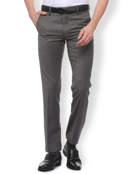 grey polyester blend flat front formal trouser - 15730843 - Standard Image - 1