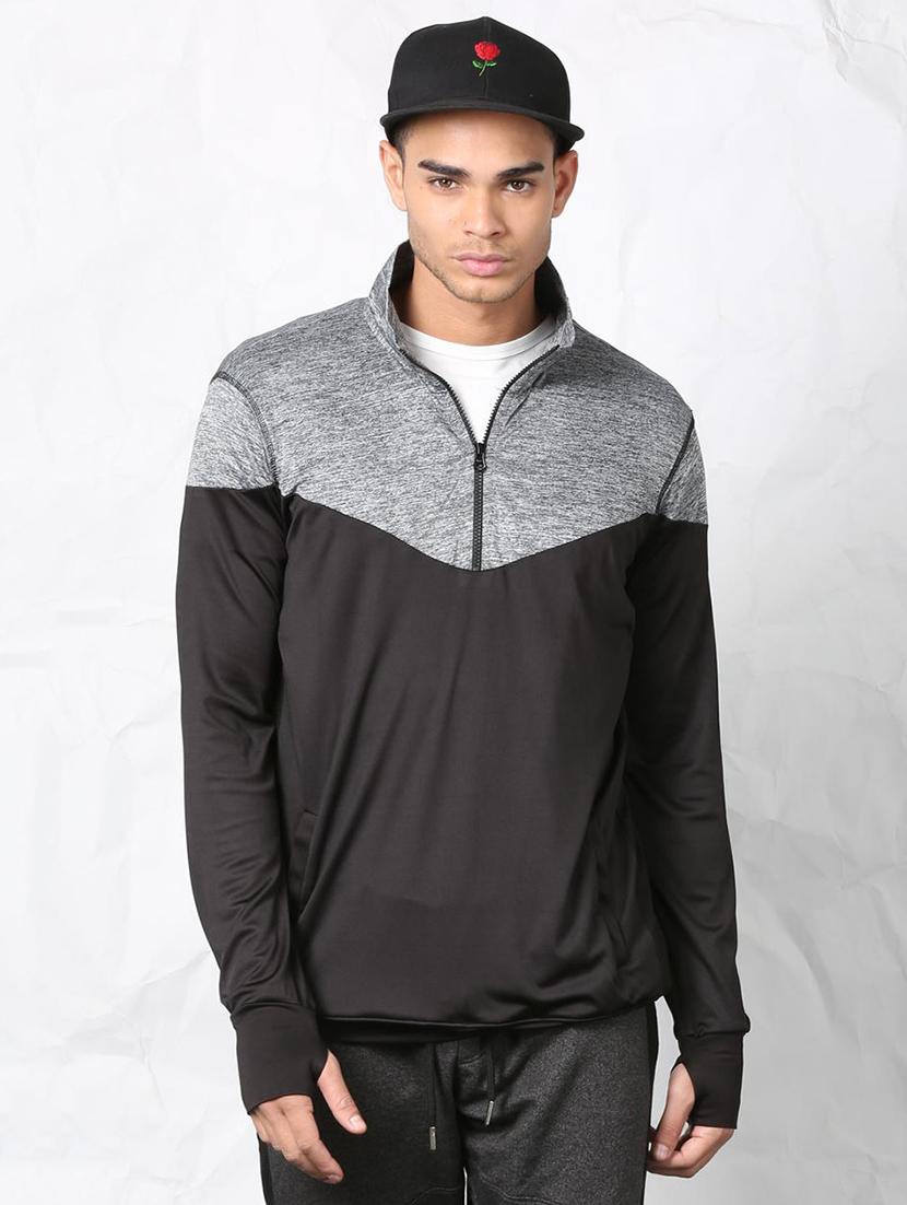 grey polyester color block sweatshirt - 15730857 - Zoom Image - 1
