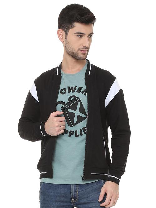 black polyester casual jacket - 15730868 - Standard Image - 1